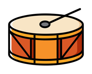 Cartoon drum with drumstick silhouette