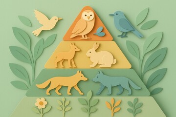 Ecosystem Food Chain: A visually captivating illustration reveals the intricate food chain in an ecosystem, with animals and plants interacting. 