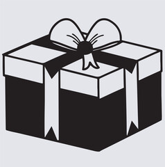 minimalist line art of a gift box with soft ribbon silhouette vector art illustration, white gift box with ribbon
