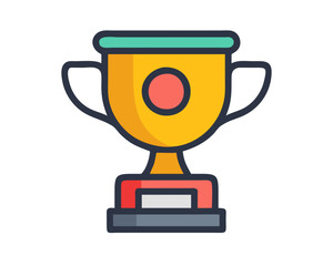 Golden trophy with red and blue base silhouette