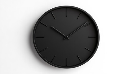 Monochrome Minimalist Wall Clock: A modern timepiece featuring a sleek black design, perfect for minimalist interiors, mounted on a clean white background.
