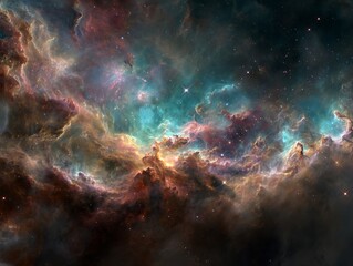 Fototapeta premium Ultra-High Resolution Nebula Image Showing Cosmic Gas Clouds and Stellar Formations from Space Telescope