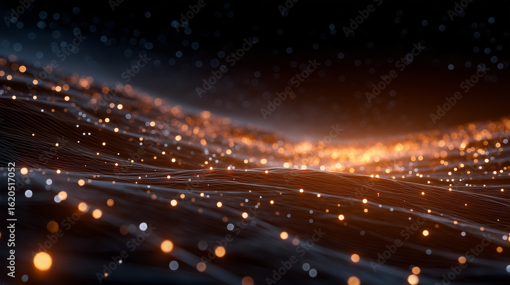 Poster digital abstract: dynamic digital abstract that evokes a sense of the digital ocean with interconnec