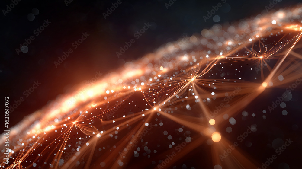 Poster network of light: an artistic and conceptual representation of a complex interconnected network, glo