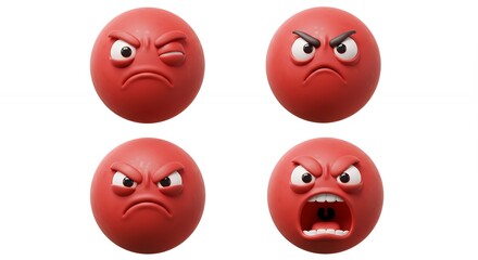 Fototapeta premium Angry red emoji faces