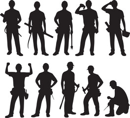 American Worker Silhouette Illustration

Hardworking Laborer Silhouette Vector

Construction Worker with Tools Silhouette

Strong American Worker Outline Art

Industrial Worker Silhouette Design