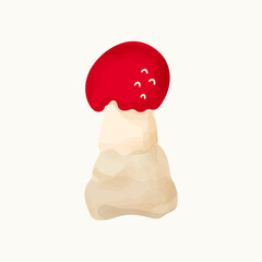 Autumn watercolor vector mushroom with a charming hand-painted style, blending botanical accuracy with a cute and cozy touch. Great for planners, clipart packs, and woodland-themed decorations