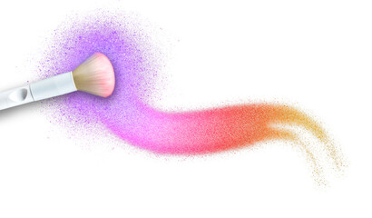 Professional make-up brush on rainbow crushed eyeshadow