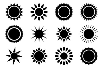 Sun icon symbol set simple design