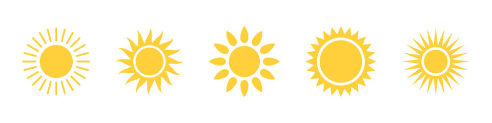 Sun icon symbol set simple design