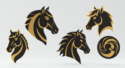 Horse head designs graphic illustrations for logos