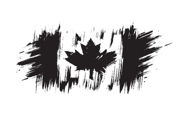 Grunge Brush Style Canada Flag with Maple Leaf

