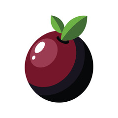 Ripe Plum with Green Leaves A Simple Fruit Vector on White Background 