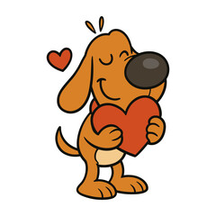 Dog Cartoon Mascot Love Heart Dog Illustrations