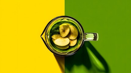 Green smoothie ingredients in a blender.