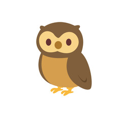 Adorable cartoon owl with big curious eyes, perfect for children's books and educational content.
