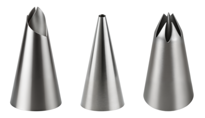 Professional Pastry Decorating Nozzles Set – Stainless Steel Piping Tips on Transparent Background for Baking Supplies, Cake Decoration, and Culinary Design