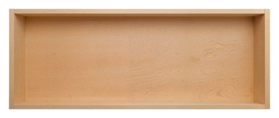 Empty Wooden Rectangular Tray with Raised Edges on Transparent Background for Food Presentation, Product Mockups, and Kitchen Decor Designs