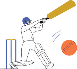 Cricket Batsman Hitting Shot Illustration – Sports Vector Design