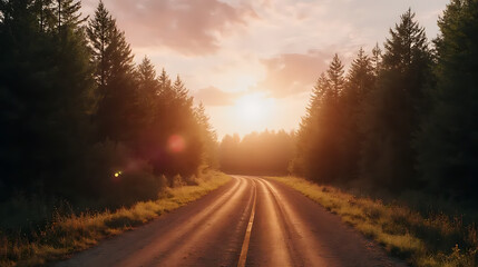 Fototapeta premium sunset in the forest