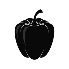 Black Bell Pepper Silhouette on White Background 