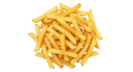 Pile of french fries isolated on transparent background