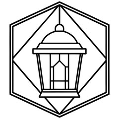 Flat Line Art Lantern with Abstract Frame