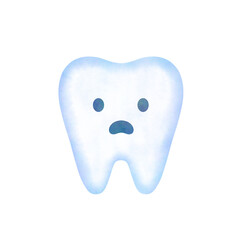 Worried Tooth Icon with Soft Watercolor Effect
