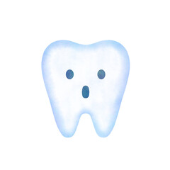 Surprised Tooth Icon in Watercolor Illustration