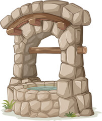 vector illustration of a rock well