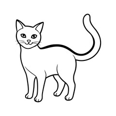 Fototapeta premium Black cat line art mystical feline symbol for Halloween and folklore Vector illustration