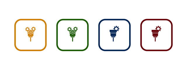 CNC machine service icon vector illustration. CNC machine icon in different color design.