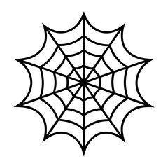 Intricate spider web line art icon for Halloween spooky and eerie decor Vector illustration