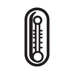 Black and white minimal thermometer icon or symbol, a simple flat vector illustration of a temperature gauge.