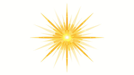 Obraz premium Golden sunburst light effect with soft glow and radiant beams, isolated on white background, transparent style