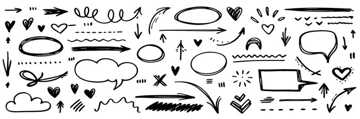 Hand-drawn Arrows, Shapes & Doodle Elements Set