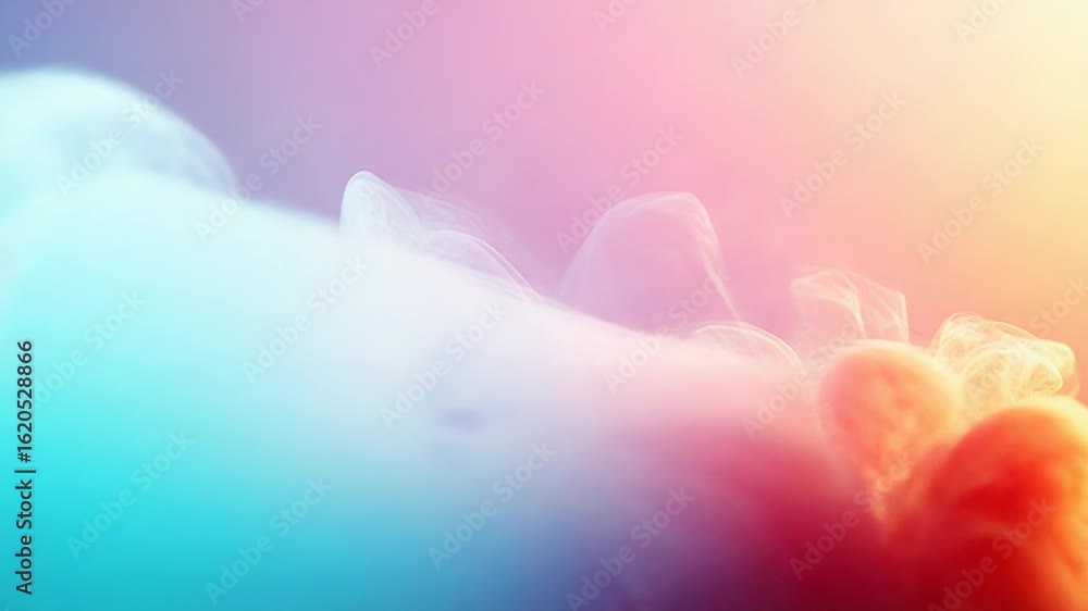 Poster colorful swirling smoke creating abstract shapes on gradient background