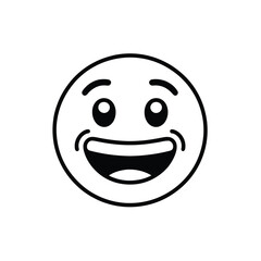 Fototapeta premium Joyful smiling face with wide open mouth and happy eyes emoji smile