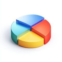 Obraz premium Colorful 3D Pie Chart Graphic for Data Visualization Business Presentation