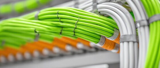 Close-up of colorful network cables.