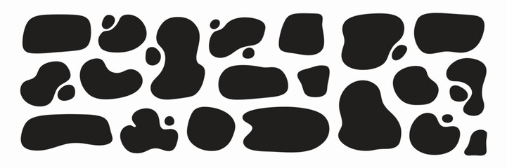 Abstract Black Irregular Shapes Set, Organic Blot Design Elements
