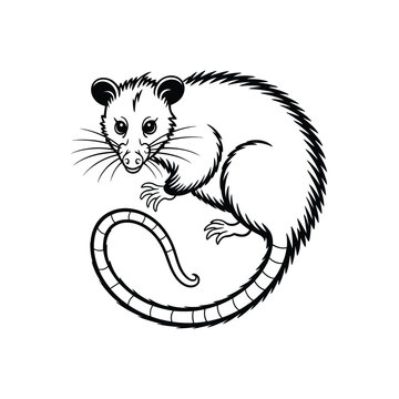 Opossum curled tail animal mammal
