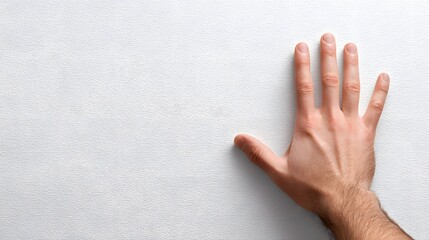 A hand pressed against a textured surface.