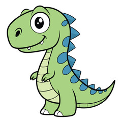 Obraz premium A friendly cartoon dinosaur with blue scales stands cheerfully on a transparent background