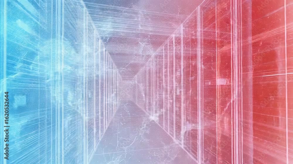 Aufkleber server room wireframe showing data center and technology infrastructure