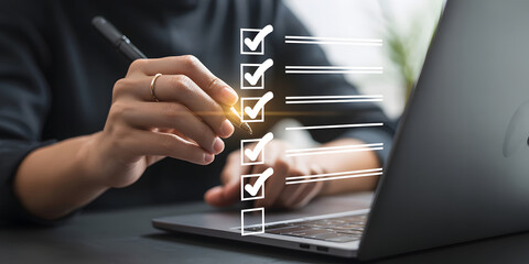 Complete tasks easily with a digital checklist and stylus on a laptop for enhanced productivity today