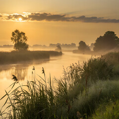 sunrise over the river