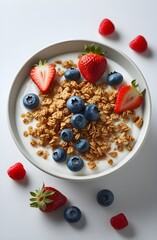 Healthy yogurt bowl with Granola and fresh berries