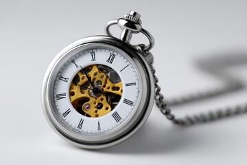 Classic pocket watch shows its intricate internal mechanisms
