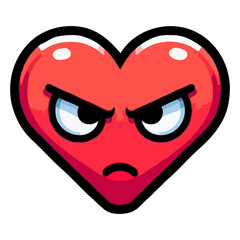 Cartoon Angry Red Heart Shape Character Graphic Emoticon Illustration